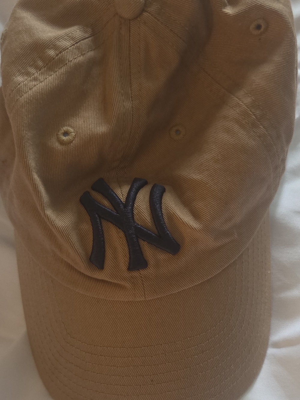 Men's Tan Baseball Cap with Black NY Logo